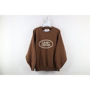 Retro Land Rover Womens XS Faded Spell Out Oversized Crewneck Sweatshirt Brown